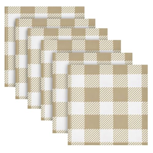 Servilletas de Tela Cuadradas Estilo Cuadros Khaki x6 miniatura 6