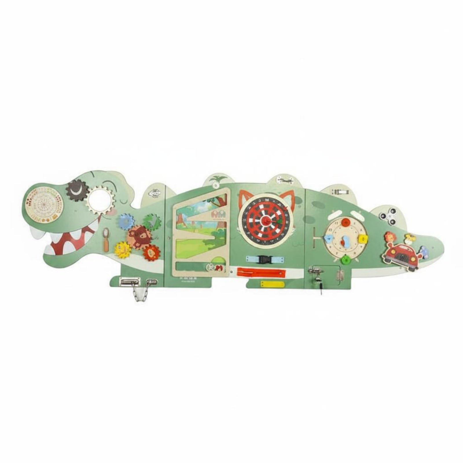 Gioco da Parete per Bambini Pannello Busy Interattivo con Ingranaggi Quadrante Cursori E Serrature in Legno per Apprendimento Attivo Adatto per Camerette Aree Gioco