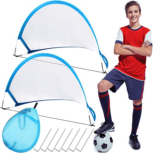 Juego de 2 Porterías de Fútbol Plegable Pop Up, Malla de Portería de Fútbol Portátil de 2,6 Pies con Bolsa, Portería de Entrenamiento para Juego de Fútbol Instantáneo Jardín Exterior Interior