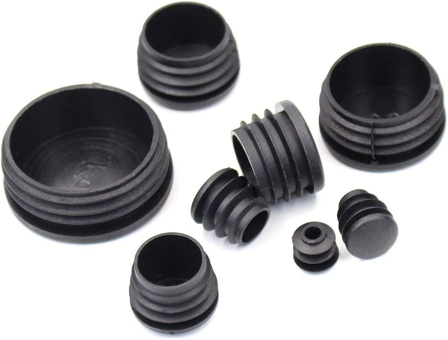 80 Pieces Mixed Sizes Black Round Plastic Plugs, Glide Insert End Caps for Chair Table Stool Leg, Tube Pipe Hole Plug Assortment