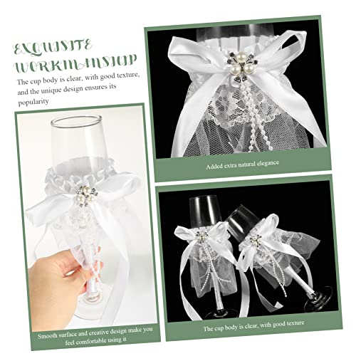 Hoement 3 Pairs Wedding Goblet Gift For Couples Satin Set Wedding Glasses Bride And Groom Glasses Tumblers Water Glasses Crystal Champagne Glasses Wedding Champagne Glasses Wine Glasses #TOP3