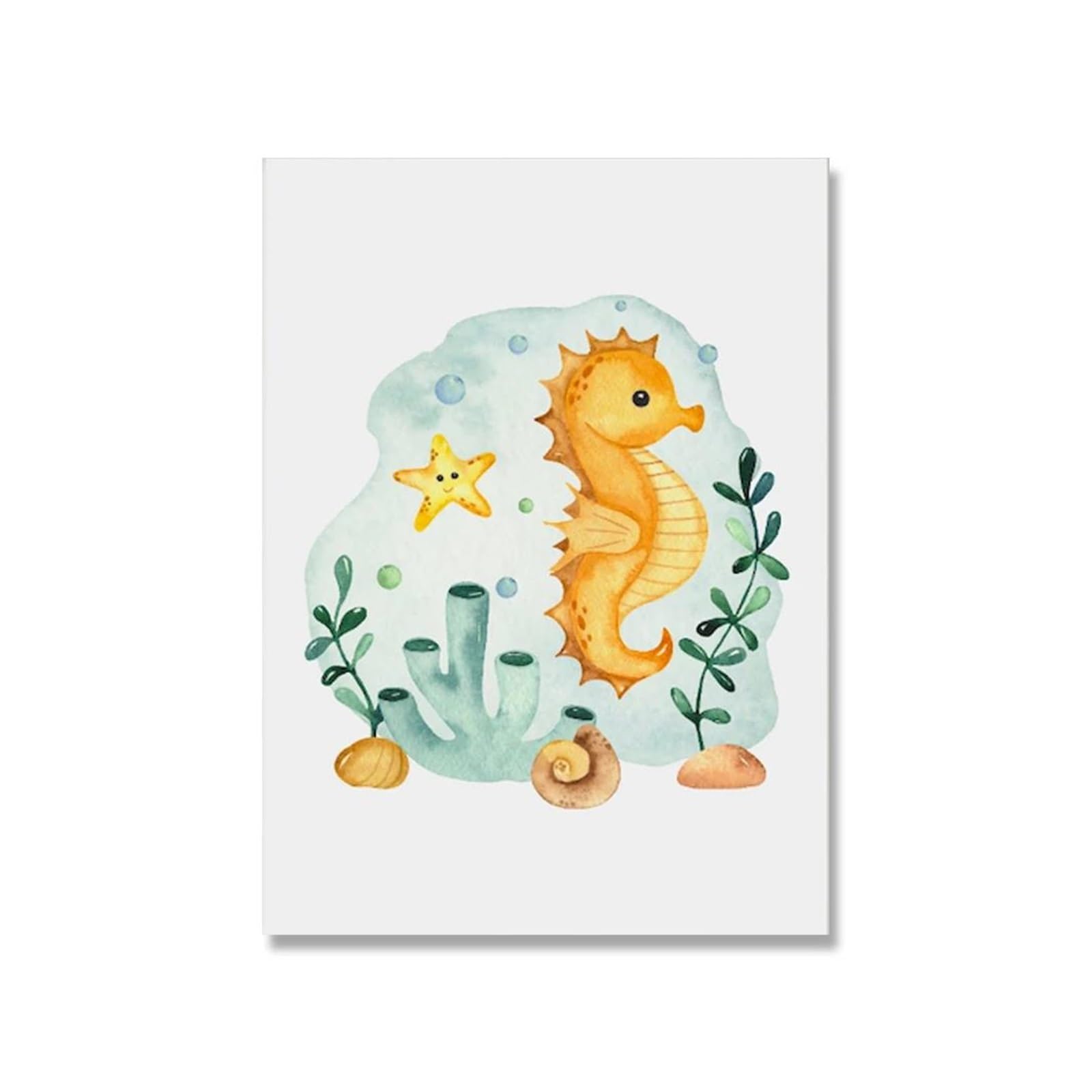 BYAMBD Aesthetic Pictures Cartoon Octopus Seahorse Turtle Creatures Canvas Painting Nordic Posters And Prints Wall Art Pictures Baby Kids Room Decor(C,30x40cm)