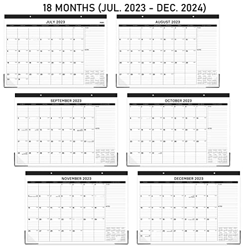Desk Calendar 2023-2024 - Large Desk Calendar 2023-2024, Jul. 2023 - Dec. 2024, 17" X 12", Large Ruled Blocks, Desk Calendar With Tear Off Design, 2 Corner Protectors & 2 Hanging Hooks #TOP2