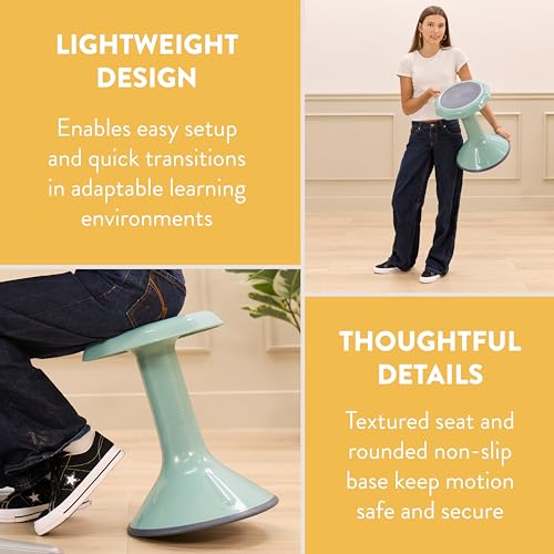 Image of Back2School Express Wobble Sensory Stool for Classroom - 18 inch Active Flexible Seating Chair for Kids, 220lb Capacity, GREENGUARD Gold Certified, Seafoam