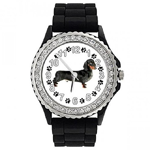 Timest - Bassotto - Orologio Strass Donna con il Braccialetto in Silicone nero Analogico Al quarzo SGP256