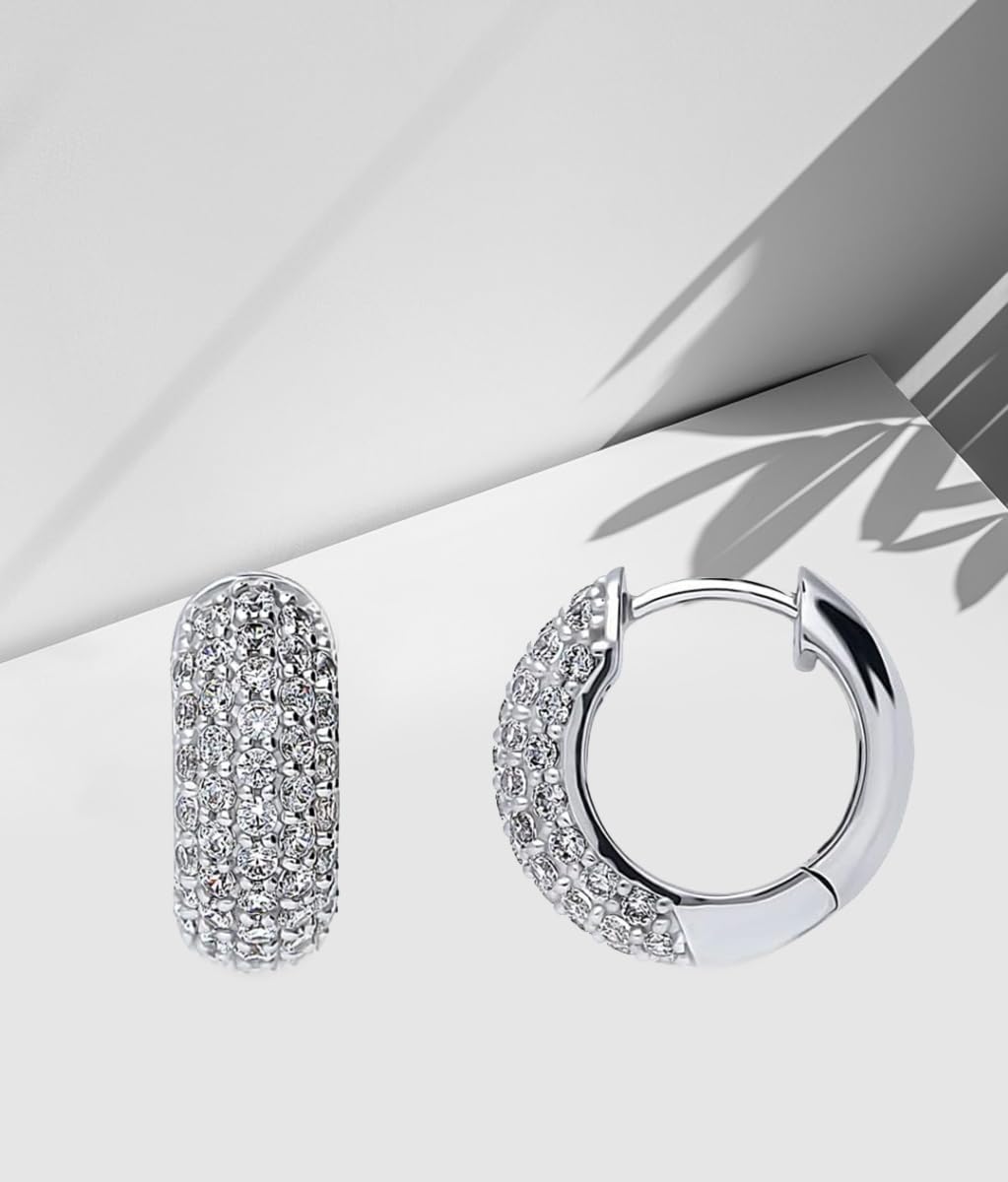 Voarge Orecchini Donna Argento 925 a Cerchio Oro, orecchini uomo cerchio diamanti con Confezione