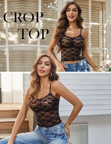 Avidlove Bralettes for Women Lace Spaghetti Strap Camisole Y2k Crop Tops Going Out Tank Tops3