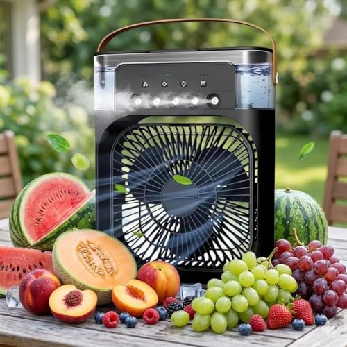 Image of Drumstone 𝟱 𝗬𝗲𝗮𝗿 𝗘𝘅𝗰𝗹𝘂𝘀𝗶𝘃𝗲 𝗪𝗮𝗿𝗿𝗮𝗻𝘁𝘆 Mini USB Air Cooler Fan with Ice Chamber | Rechargeable Battery Operated Personal Cooling Fan | Blower Air Cooler for Bedroom, Office