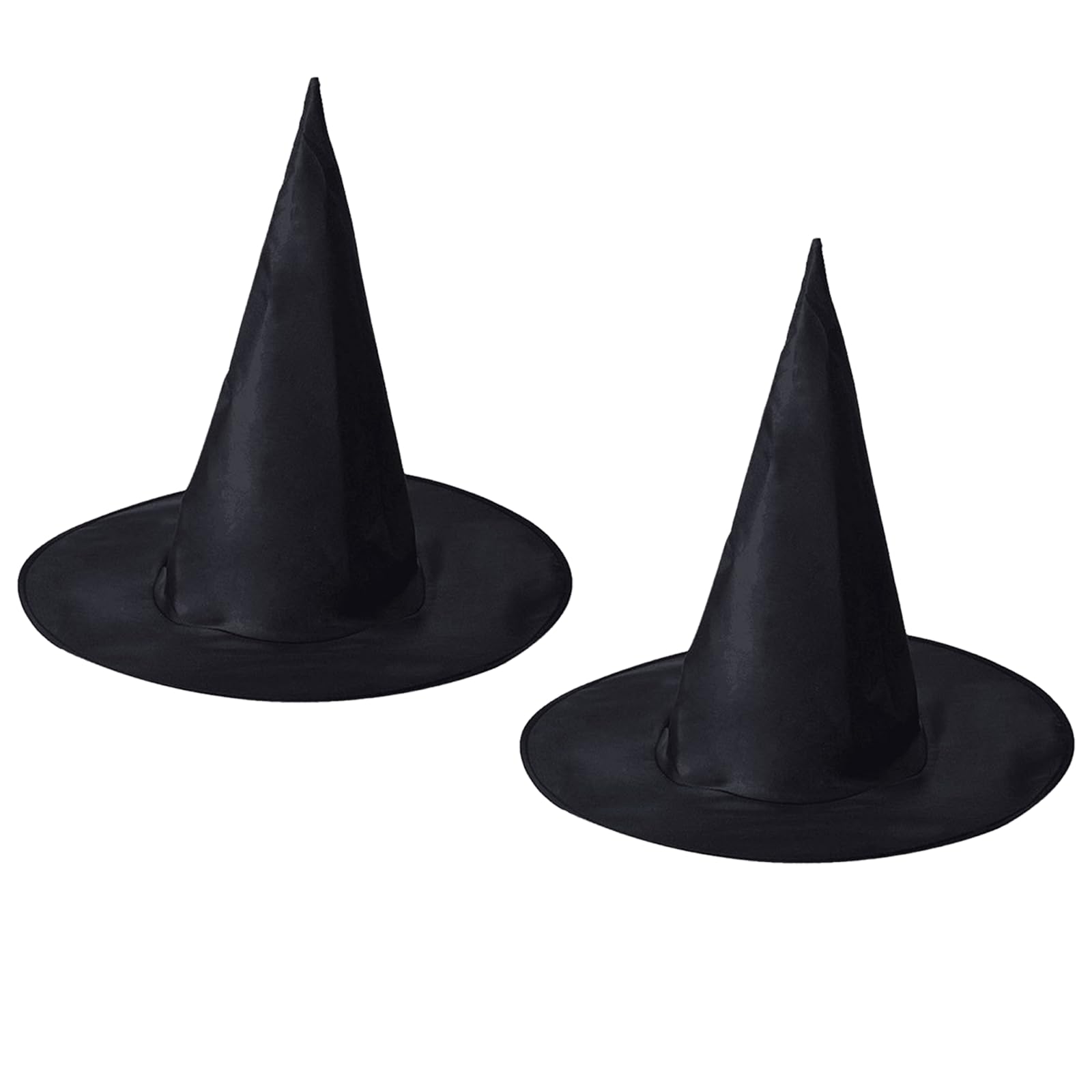 2 Pcs Chapeaux de Sorcière pour Fête d'Halloween, Accessoires de Costume, Chapeau de Sorcière pour Enfants, Chapeau de Sorcier Pliable pour Halloween, Réunions de Famille, Taille Unique (Noir)