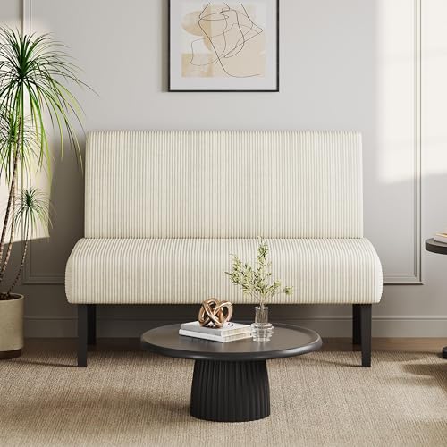 Image of Yaheetech Small Loveseat Armless Sofa Chair Easy Assembly, Dark Gray | Corduroy Sofa Loveseat Armless Couch with USB Charging Easy Assembly for Small Space, Office, Bedroom.