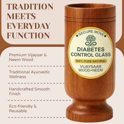 Image of Diabetes Control Wooden Glass | Vijaysar Neem Wood Glass for Sugar Control