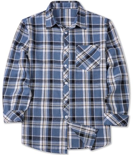 Image of Betusline Boy and Men Button Down Plaid Shirt | Soft,Breathable and Comfortable Fabric