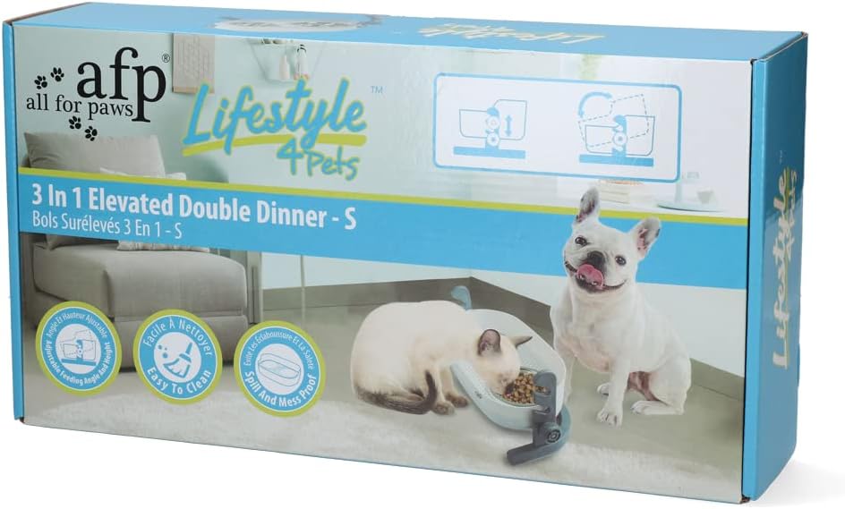 ALL FOR PAWS cat Bowls Elevated Dog Bowls Double,Elevated Dog Bowls,Cat Bowls,Raised Dog Bowl,Pet Bowl for Dogs and Cats,Dog Bowls…