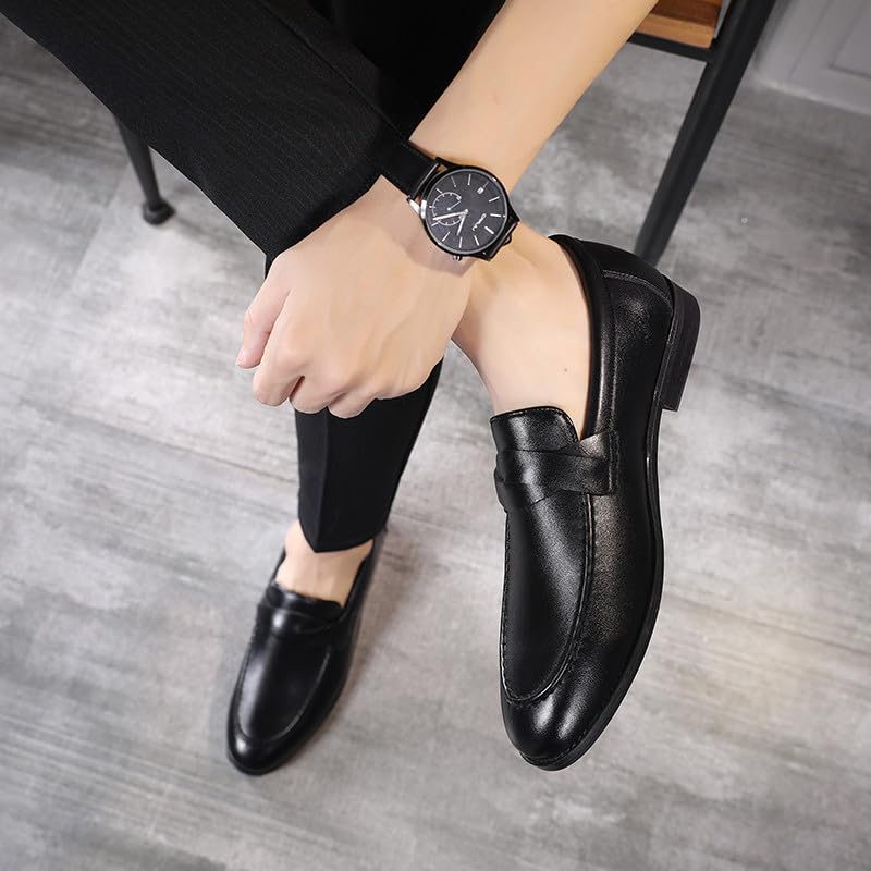 Men's Slip-On Dress Loafers, Classic Moc Toe Penny Loafers for Wedding Formal Business Office Shoes4
