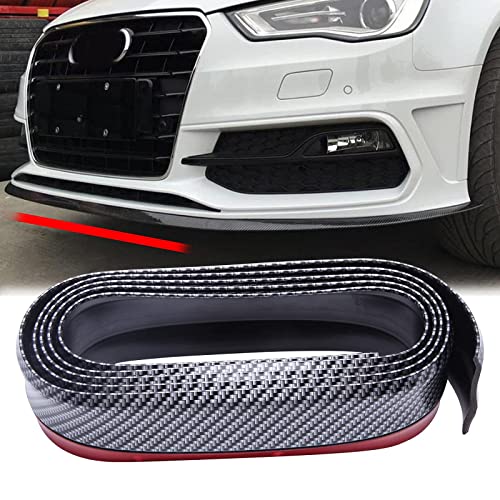JMTBNO Alerón Delantero para Coche, Protector de Parachoques Labio Delantero Caucho 2.5 M Universal Spoiler Protector Pegatinas de Parachoques Lip Bumper Falda de Coches Carbono Fibra