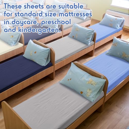 Image of VitalCozy 20 Pack Baby Crib Sheets for Boys and Girls, Fitted Cotton Daycare Crib Sheets, Breathable Microfiber Toddler Bed Mat Sheet for Standard Mattress Daycare Nap Mat, 24 x 48 Inch(Classic Color)
