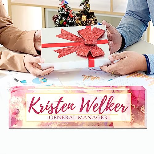 Image of Name Plate for Desk, Desk Name Plate Personalized, Office Decor for Women Men, Acrylic Desktop Accessories, Office Appreciation Gifts for Boss Social Workers Nurse Teacher Employee (Pink /Gold)
