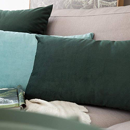 Image of Khooti Velvet Cushion Cover Pack of 1-16 inch x 20 inch / 41 x 51 cm - Teal Green - Soft Pillow Covers Cushion Case for Sofa Bedroom Livingroom Chair Car, Cushion Cover