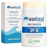 Waxhead Zinc Oxide Sunscreen Stick - 4 Certified Organic and Mineral Ingredients, Non-toxic, EWG Rated 1, Reef Safe, Non GMO, Biodegradable, Kids, Baby, Face and Body, Tattoo safe, SPF 30, 3.7oz