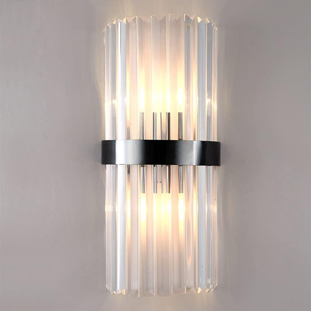 SMCCYYSD Wall Sconce Light, Modern Crystal Bedside Sconces, Stainless Steel Mounted Lighting for Bedroom Hallway