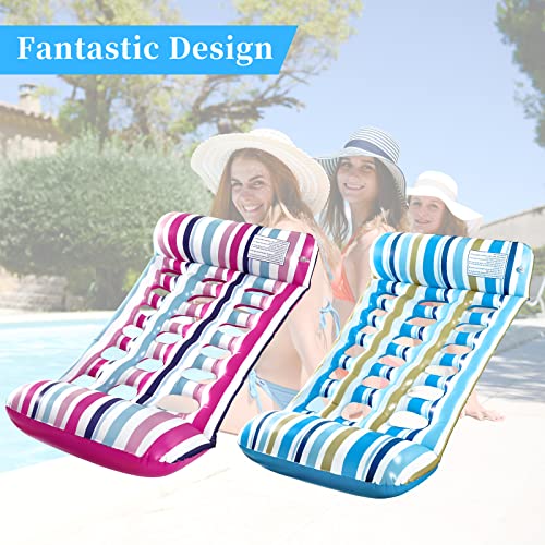 Pool Floats - 2 Pack Pool Floats Rafts, Inflatable Pool Floats for Adult, 4-in-1 Floats for Swimming, Swimming Floating Bed Hammock, Non-Stick PVC Pool Floats, 45\" x 27\" - Thumbnail 3