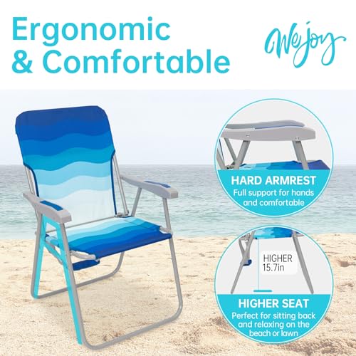 Image of #WEJOY Folding Beach Chairs for Adults, High Back Lightweight for Camp Lawn