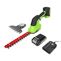 Greenworks G24SHTK2 Decespugliatore e Tagliaerba 2-in-1, Lame da 20cm per Steli e Ramoscelli Fino a 8mm, 2800spm, Lama per Erba da 15cm, Batteria 24V e Caricabatterie, Garanzia 3 Anni