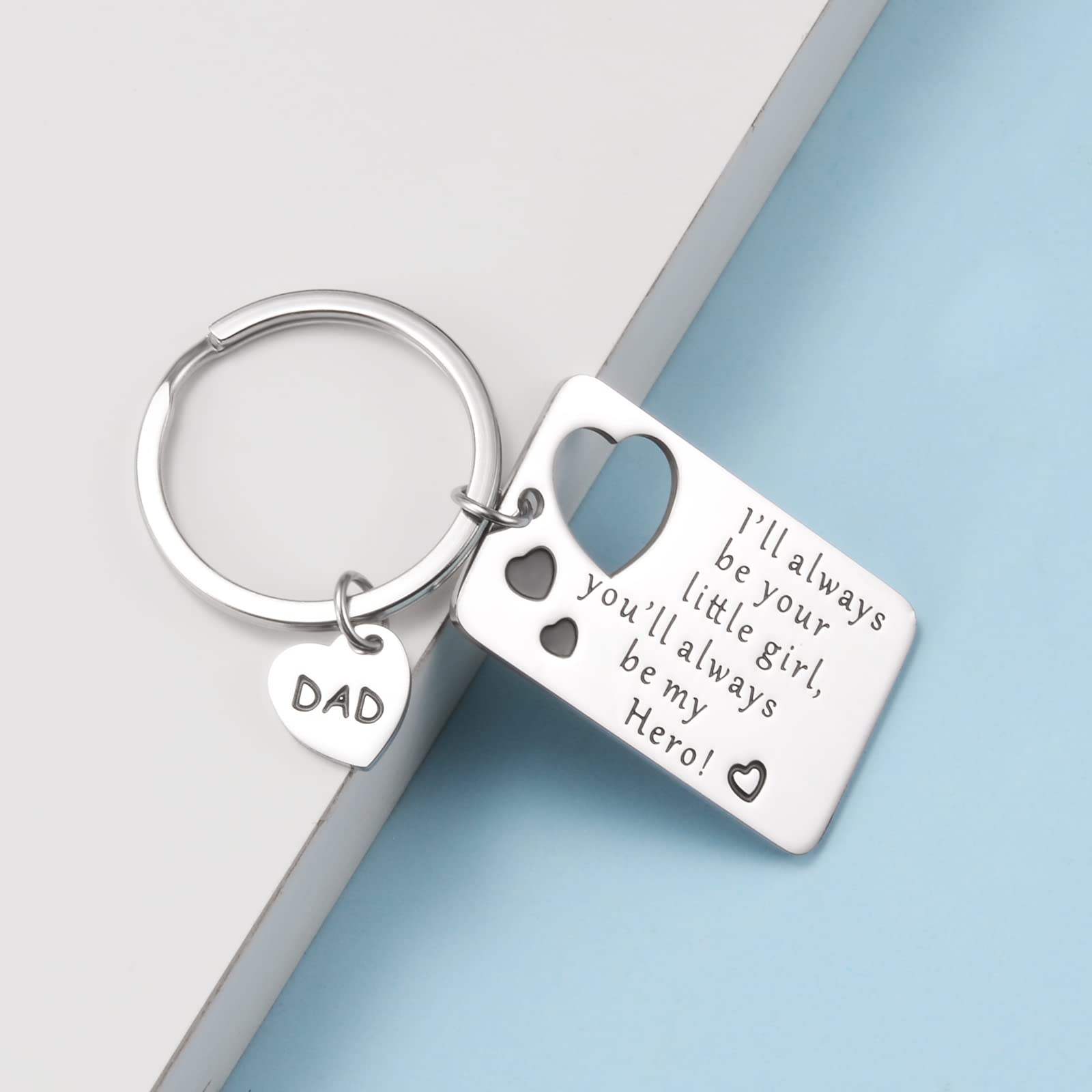 CheersLife Regalo Per La Festa Del Papà,regalo Papa Portachiavi Papà,regalo Di Compleanno Per Uomo Acciaio Inossidabile Portachiavi Con Lettere Informazione Figlia Che Fa Un Regalo a Papà