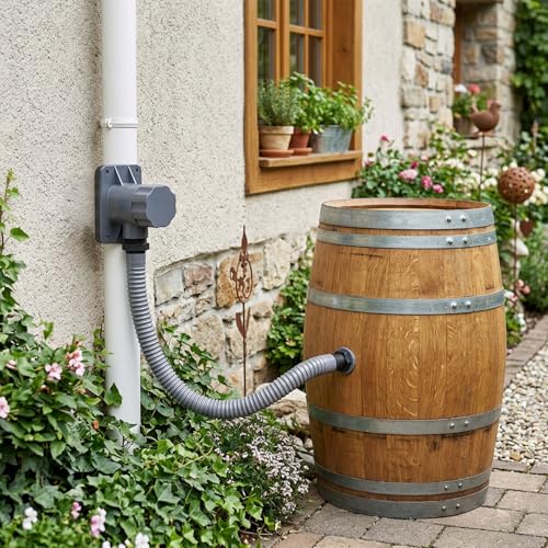 Regenwassersammler für Fallrohre 70-110mm, Regensammler Fallrohr mit Montagezubehör,Regentonnen Anschluss Fallrohr Set Regendieb für Dachrinne bis 80 m²