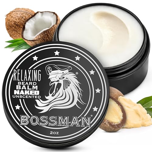 Bossman Relaxing Beard Balm for Men (Naked, Unscented) - Made in Texas