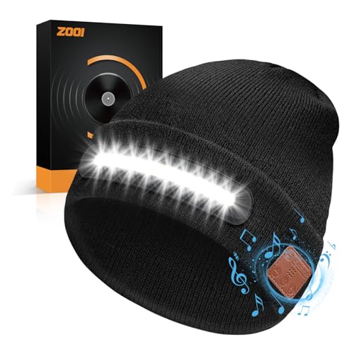 ZOOI Idee Cadeau Homme Original Utile, Bonnet Bluetooth LED, Cadeau Anniversaire Cadeau Homme, Idee Cadeau Noel, Cadeau Papa pour du Sport
