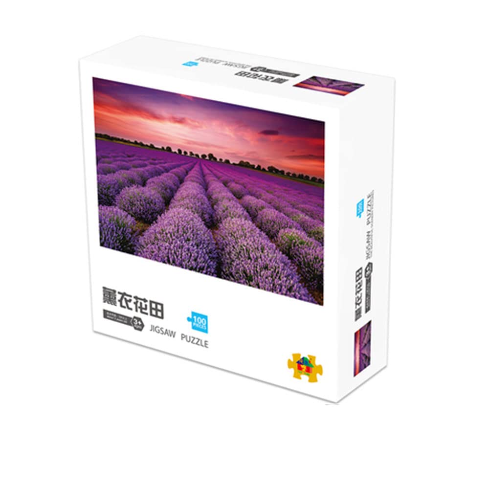 DaliyFu100 Pieces Lavender Jigsaw Puzzles for Adults Toy Gift Large Size Purple Painting Puzzle 100 Piece (15 x10 Inches)