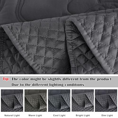 Image of EVENHUG Oversized King Quilt California King Size Lightweight Bedding Set Reversible Bedspread Coverlets for All Seasons 3 Piece (Dark Grey 120 inchx128 inch)