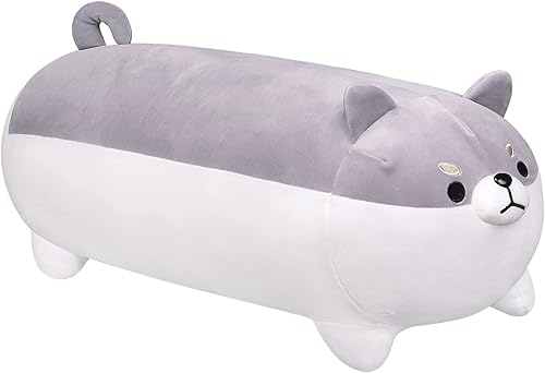 Auspicious beginning Juguete de peluche Shiba Inu de 27.6 pulgadas de anime Corgi Kawaii largo almohada suave para abrazar el cuerpo, regalo de