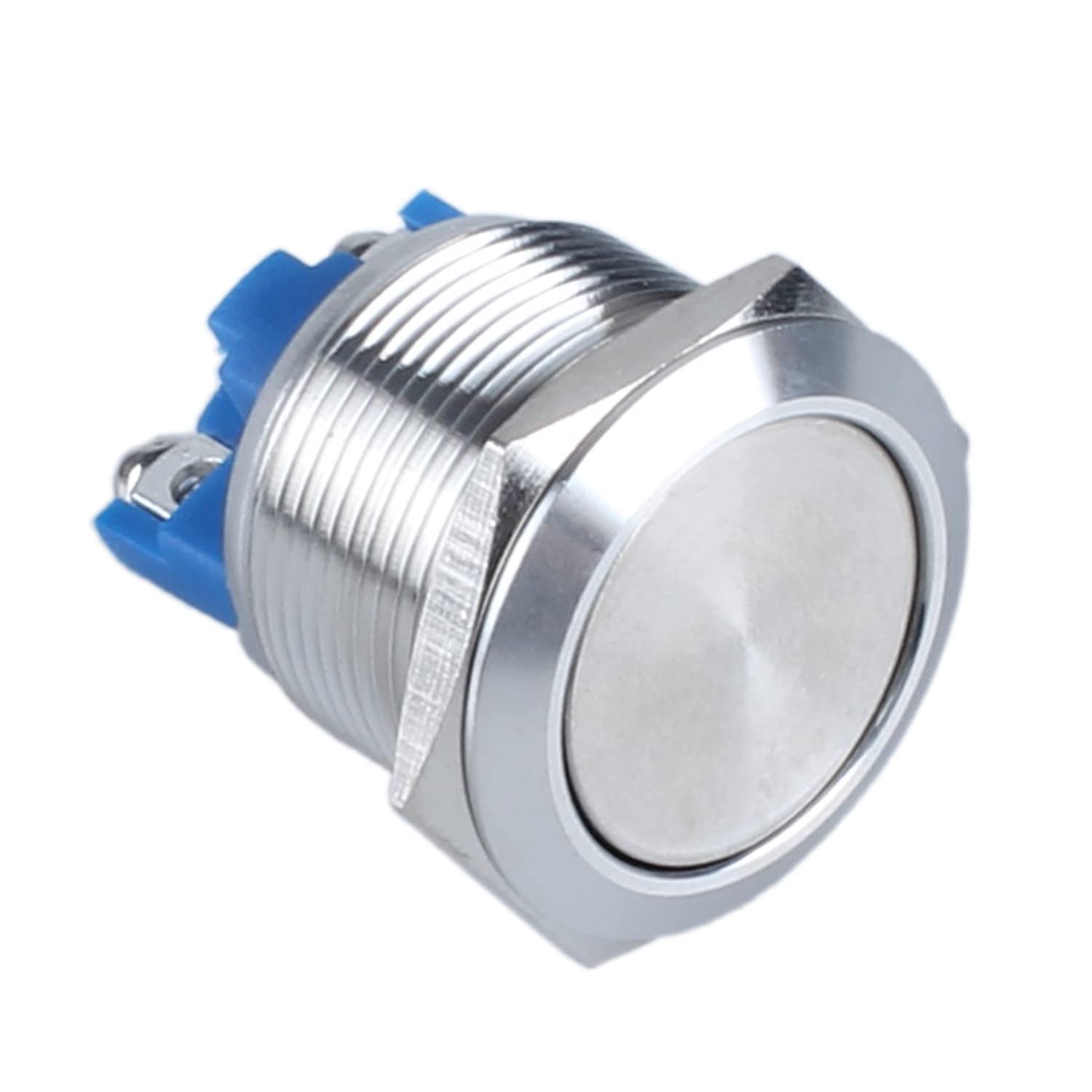 DMWD 1pc 22mm Latching Metal Push Button Switch Waterproof IP66 Anti-Vandal IK09 for 7/8" Mounting Hole Screw Terminals 12V 24V 36V DC 110V 250V AC 5A