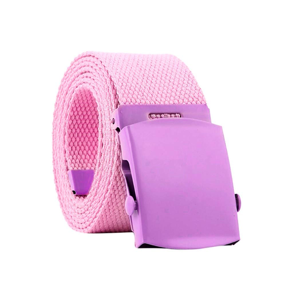 Cocila Women's Pink Men Military Tactical Ratchet Automatic Sliding Buckle Fashion Nylon Canvas Braided Trouser Belt(Pink)