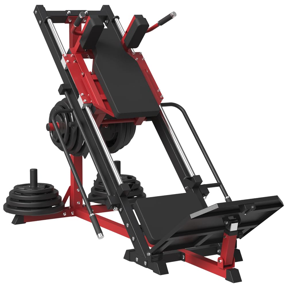 Leg Press Hack Squat Machine Combo, Leg Exercise Machine with Linear Bearing, 45-Degree Lower Body Special with Weight Storage for Quads, Hamstring, Glutes, Calves, Home Gym Leg Day Equipment