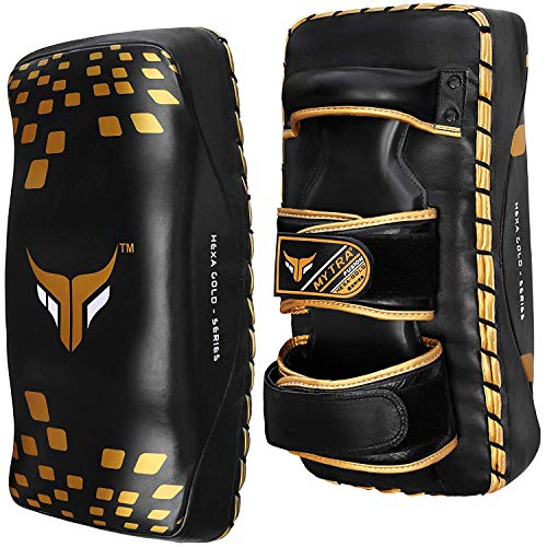 Mytra Fusion Hexa Gold Thai Pad, Arm Pad, Focus Pad, Kick Pad, Kick Shield, Hook and Jab Strike Pad for Boxing, MMA, Muay Thai, Kick Boxing, Karate, Taekwondo Fight Training (Single)