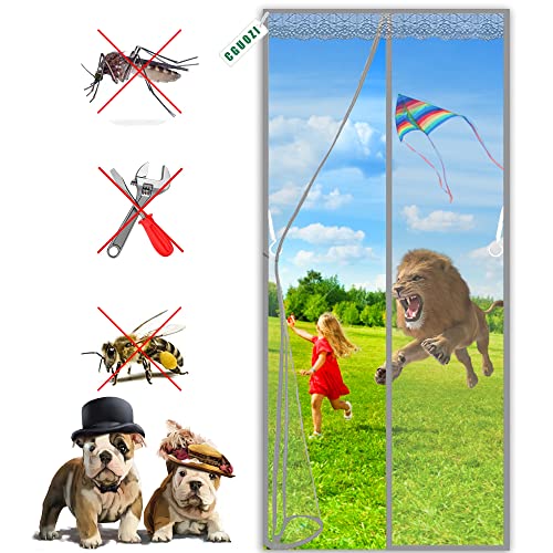 網戸 玄関 簡易網戸 ドア用 マグネット式 95x230cm(37x91inch) 玄関網戸 簡易あみ戸網戸 カーテンイズ調節可能 自動で閉まる 虫よけ 防虫バッチリ 涼しい夏 省エネ対策 適用 蚊帳カーテン マジックテープ付き 簡単取り付け 玄関/寝室/