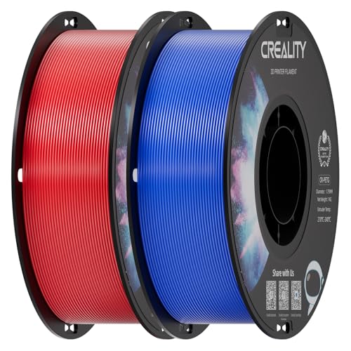 Image of Creality PETG Filament 1.75mm, 3D Printer Filament, Excellent Toughness High Precision, Odorless Non-Toxic Moistureproof, Accuracy + /- 0.02mm, 2 Pack-1kg (Red & Blue)