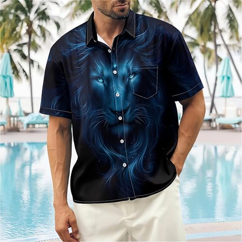 Mens' Hawaiian Shirts Short-Sleeved Button Down Shirt Standard-Fit Casual Loose Fit Shirts3