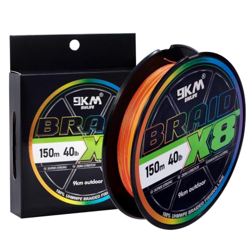 Image of 9KM DWLIFE Braided Fishing Line 8LB-120LB Dyneema Fishing Line, Zero Stretch & Anti-Bite Coating for Freshwater /Saltwater Fishing 4 /8 Strands