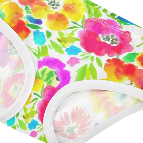 Cotton Toddlers Underwear Floral Vibrant Watercolor Flowers Pink Girl Panties Cute Funny Kids Briefs Undies 2t4
