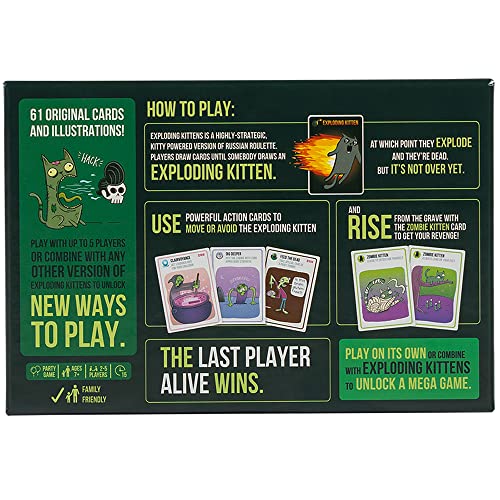 Image of Exploding Kittens - Zombie Kittens - 2-5 Players - Ages 7+ - 15 Minutes to Play - High Stakes Zombie Card Game - Ideal for Party, Family Game Night, Kids and Adults