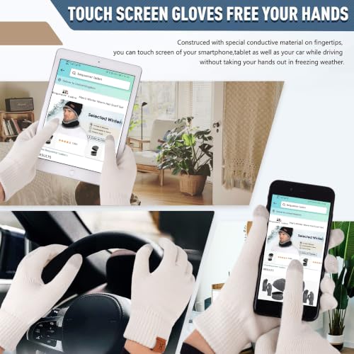 Image of FZ FANTASTIC ZONE Winter Beanie Hats Scarf Touchscreen Gloves for Men Women