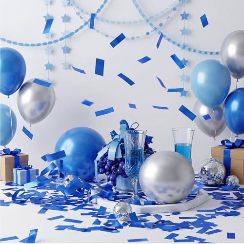 Image of Sumind 1000 Grams Large Sapphire Blue Confetti Foil Glitter Metallic Shredded Paper Filler Throwable Scatter Table Party Confetti for Wedding Gender Reveal Graduation Birthday Baby Shower Party Decor