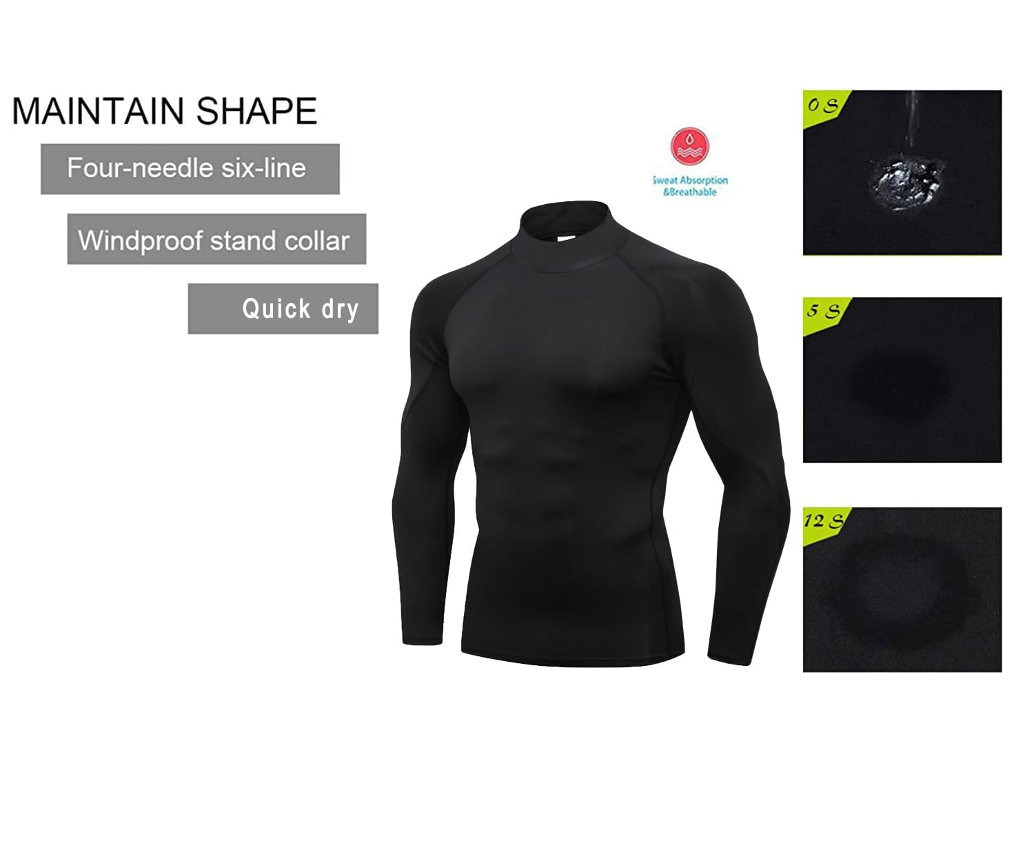 Camisas de compresión para hombre, manga larga, secado rápido, para entrenamiento, correr, deportes, capa base de compresión para hombre