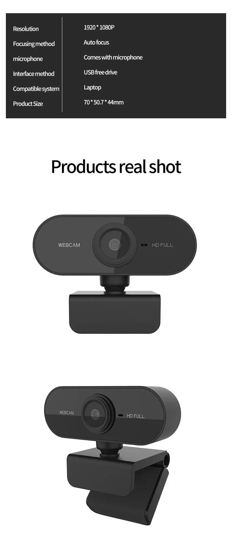 Webcam 4K con messa a fuoco automatica, 1080P/2K Full HD, mini fotocamera USB, microfono integrato, 30 fps, per videoconferenze streaming su PC portatile - Plug & Play (1080P)