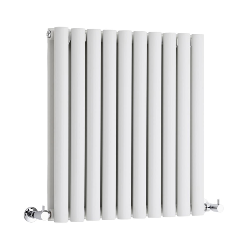 Milano White Aruba Horizontal Double Oval Panel Radiator - 635Mm X 590Mm