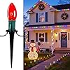 Christmas Pathway Lights Outdoor, 25.7 Feet C9 Lights with 20 Multicolor Bulbs and Stakes, Connectable Outdoor Christmas Decorations Outside Yard Walkway Sidewalk Holiday